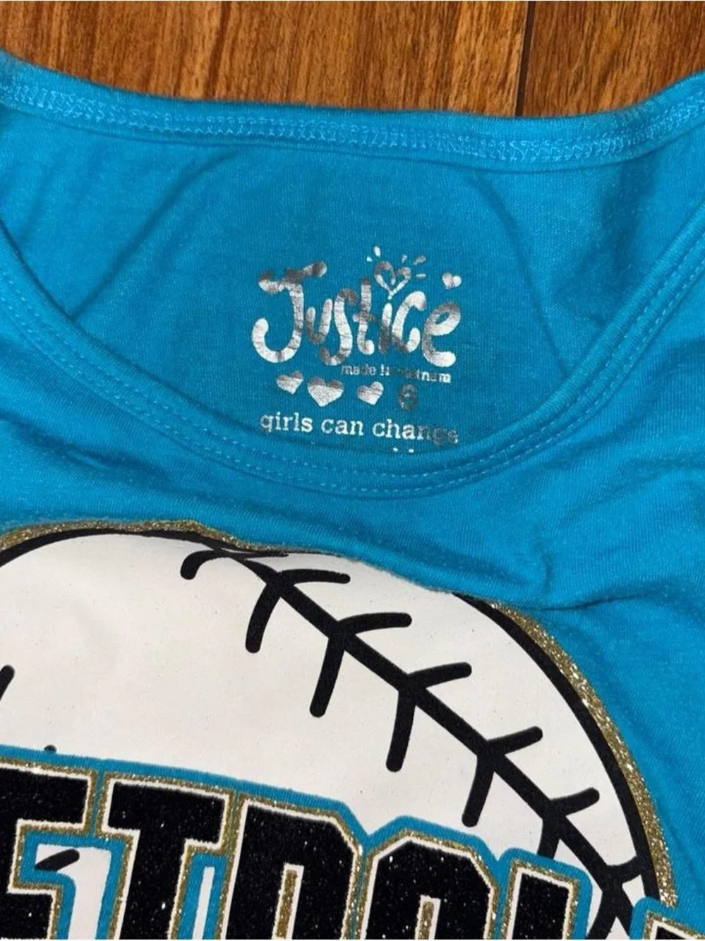 Y2K Justice sparkle softball tee with leopard print